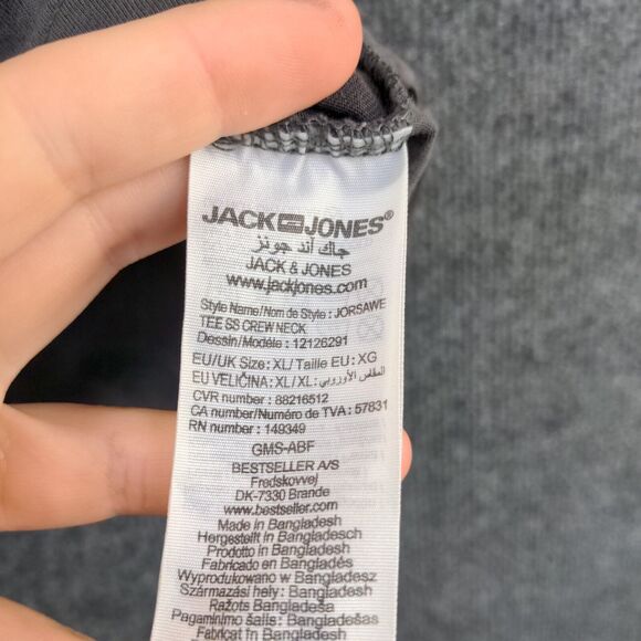 Jack & Jones Men's State of The Union Patriotic Shirt Gray Size XL Skull - Picture 10 of 13